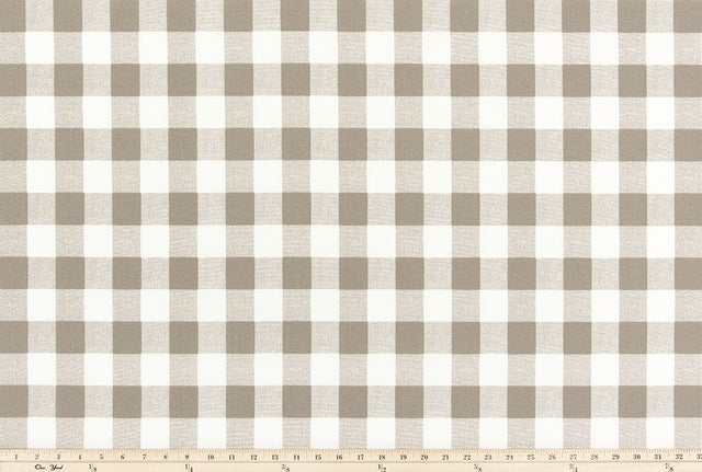 Sample of Premier Prints Buffalo Plaid Ecru Upholstery Fabric
