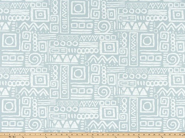 Sample of Premier Prints Glyphic Belmont Blue Upholstery Fabric