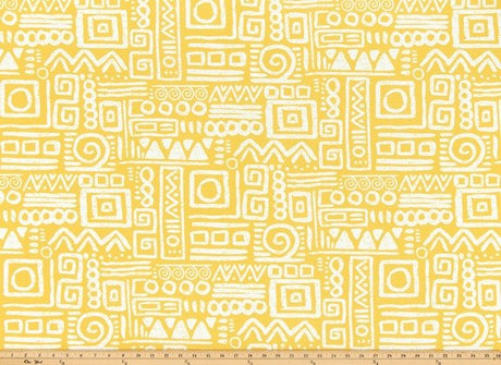 Sample of Premier Prints Glyphic Spice Yellow Upholstery Fabric