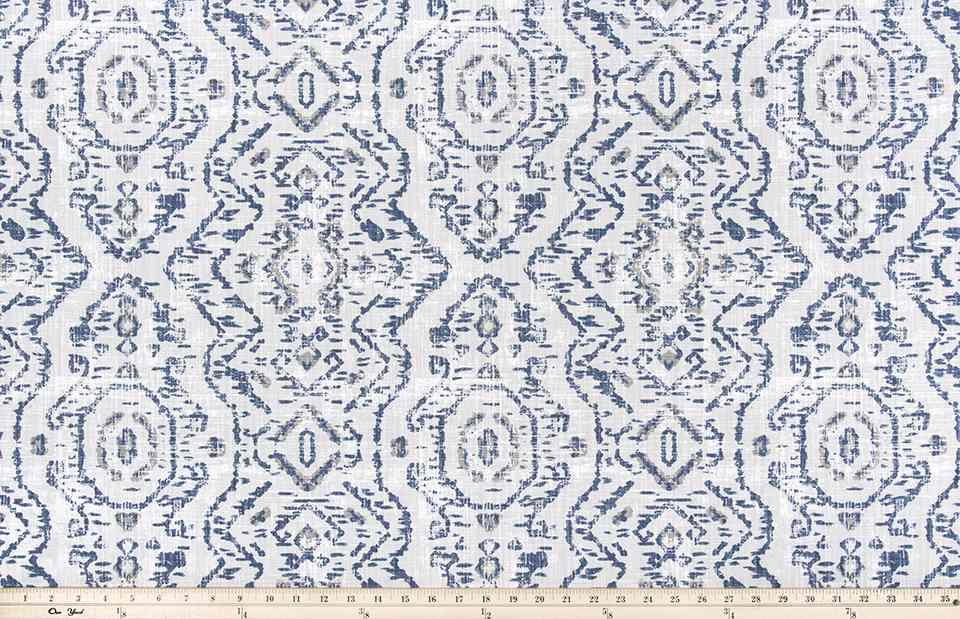 Premier Prints Jazmin Space Blue / White Slub Linen Native Trend Collection Multipurpose Fabric