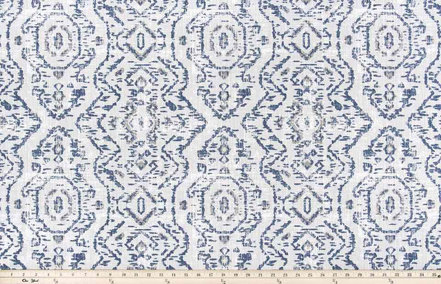 Premier Prints Jazmin Space Blue / White Slub Linen Native Trend Collection Multipurpose Fabric
