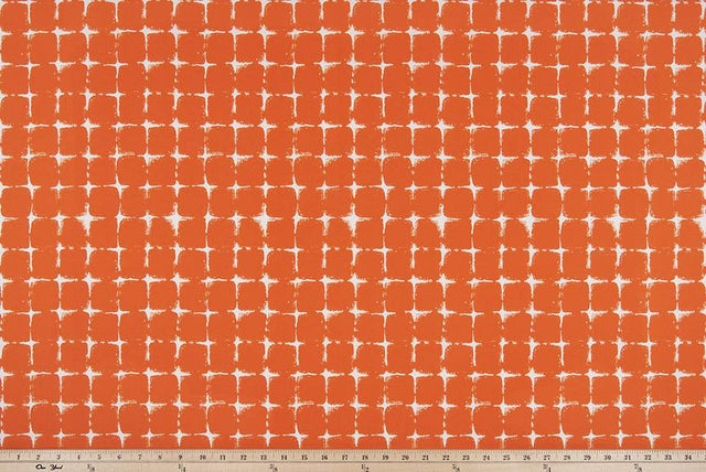 Sample of Premier Prints Neptune Marmalade / Polyester Boardwalk Outdoor Collection Upholstery Fabric