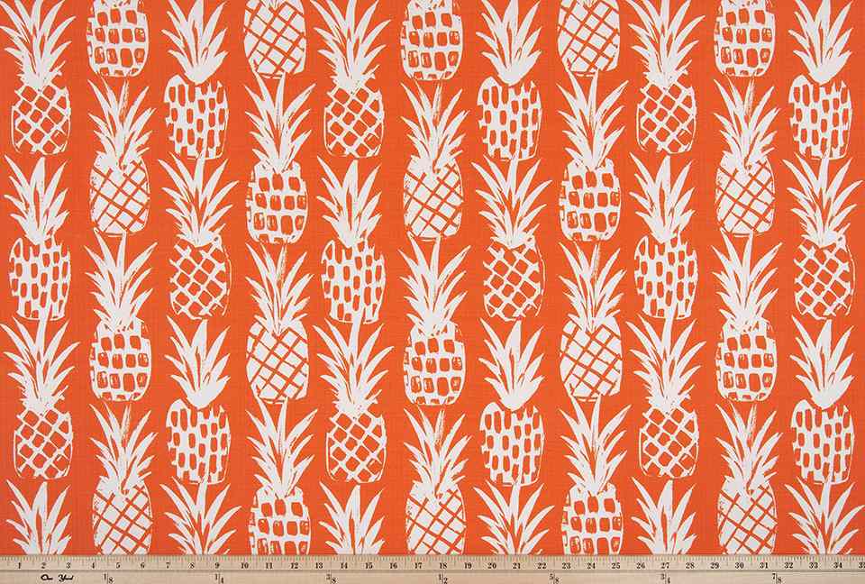 Sample of Premier Prints Pineapple Marmalade / Luxe Polyester Boardwalk Outdoor Collection Upholstery Fabric