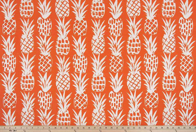 Sample of Premier Prints Pineapple Marmalade / Luxe Polyester Boardwalk Outdoor Collection Upholstery Fabric