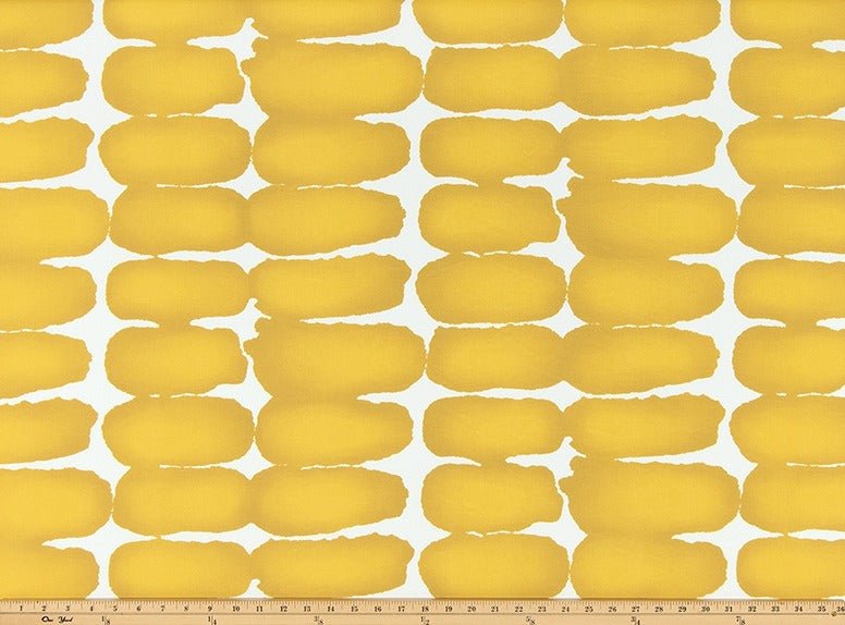 Sample of Premier Prints Shibori Dot Spice Yellow Upholstery Fabric