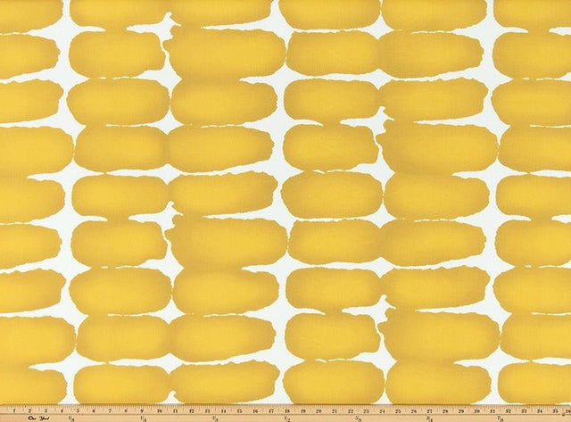 Sample of Premier Prints Shibori Dot Spice Yellow Upholstery Fabric