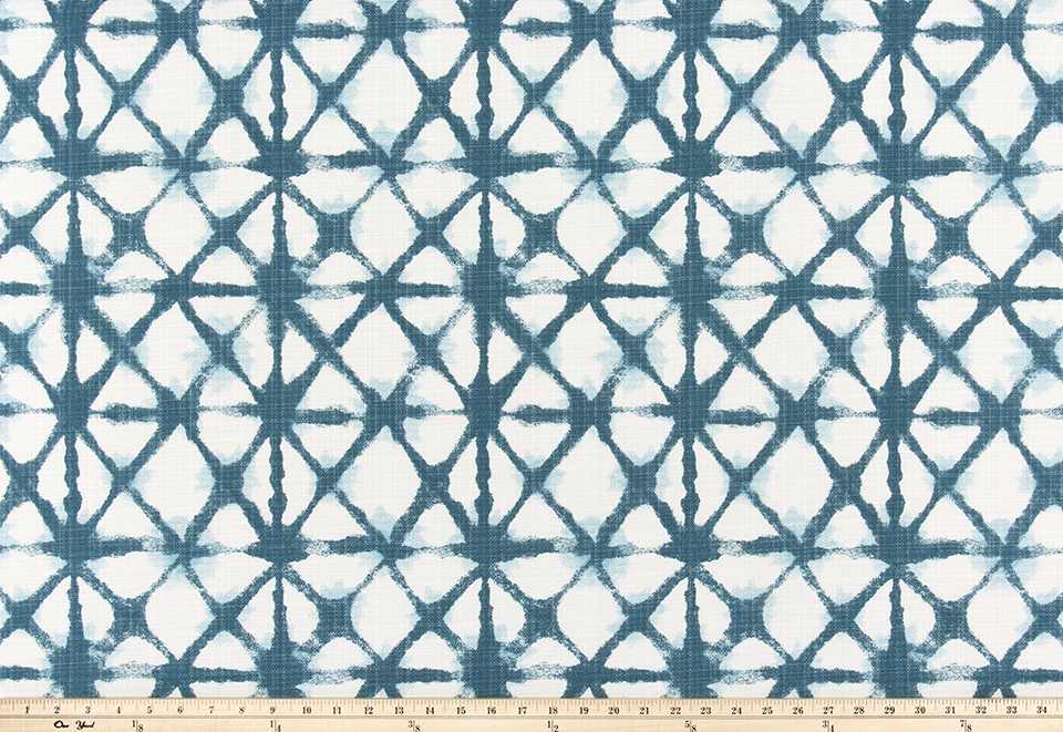 Sample of Premier Prints Shibori Net Deep River Luxe Polyester Garden Retreat Outdoor Collection Upholstery Fabric