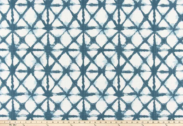 Sample of Premier Prints Shibori Net Deep River Luxe Polyester Garden Retreat Outdoor Collection Upholstery Fabric
