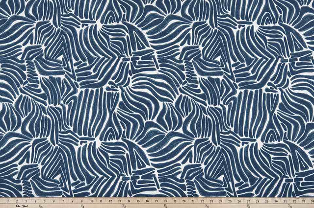 Sample of Premier Prints Sinharaja Zaffre / Polyester Serene Escape Collection Upholstery Fabric