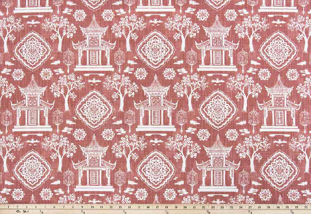 Premier Prints Spirit Scarlet Slub Canvas Chinoiserie Collection Multipurpose Fabric