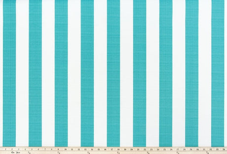 Sample of Premier Prints Stripe Ocean / Luxe Polyester Upholstery Fabric