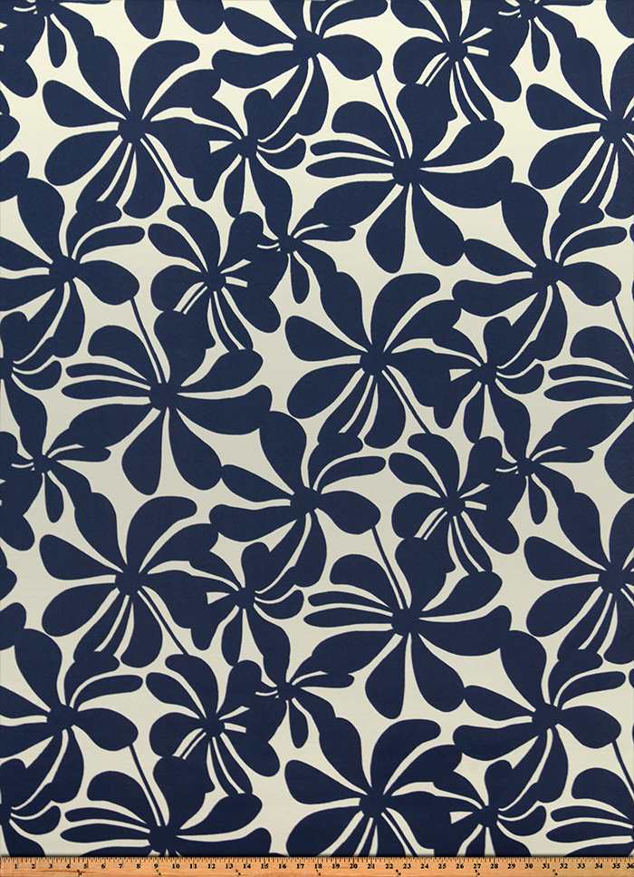 Sample of Premier Prints Twirly Deep Blue Upholstery Fabric