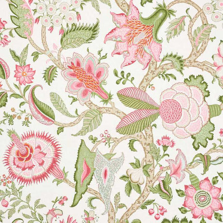 Schumacher Arborvitae Pink and Leaf 177371 Schumacher Classics Collection Indoor Upholstery Fabric