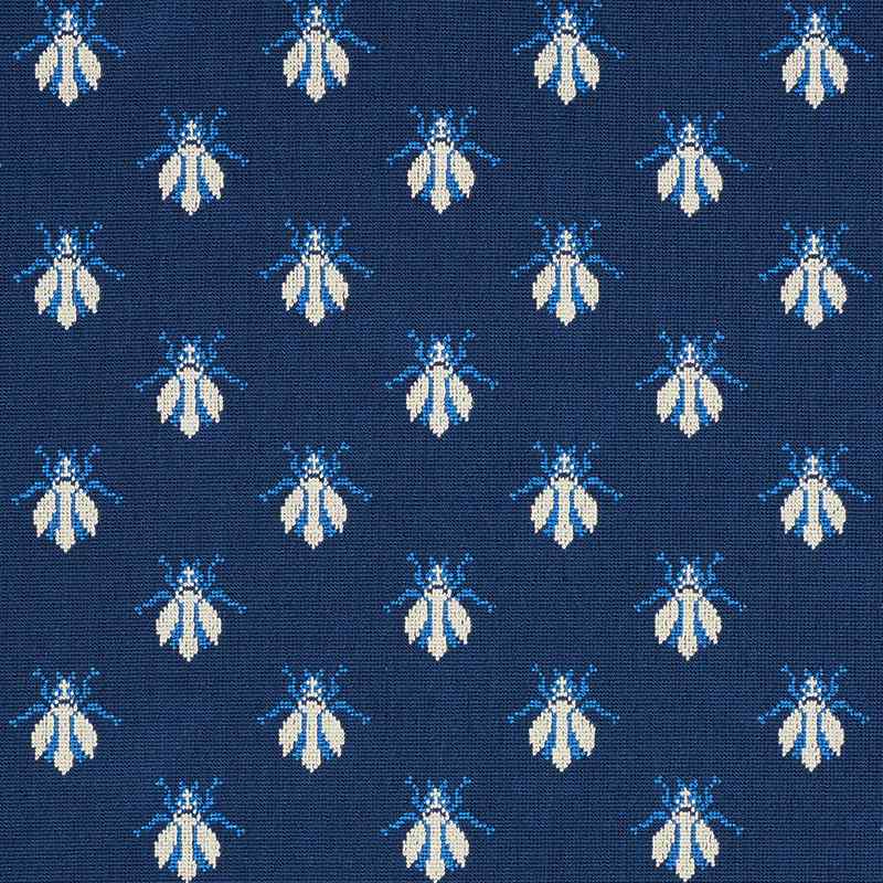 Schumacher Bee Epingle Blue 77411 Cut and Patterned Velvets Collection Indoor Upholstery Fabric