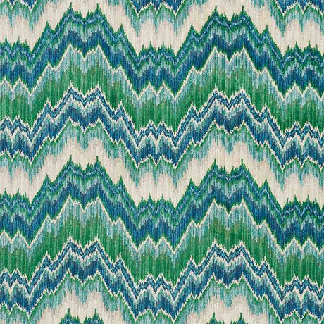 Schumacher Bezique Flamestitch Velvet Blue and Green 78791 Cut and Patterned Velvets Collection Indoor Upholstery Fabric