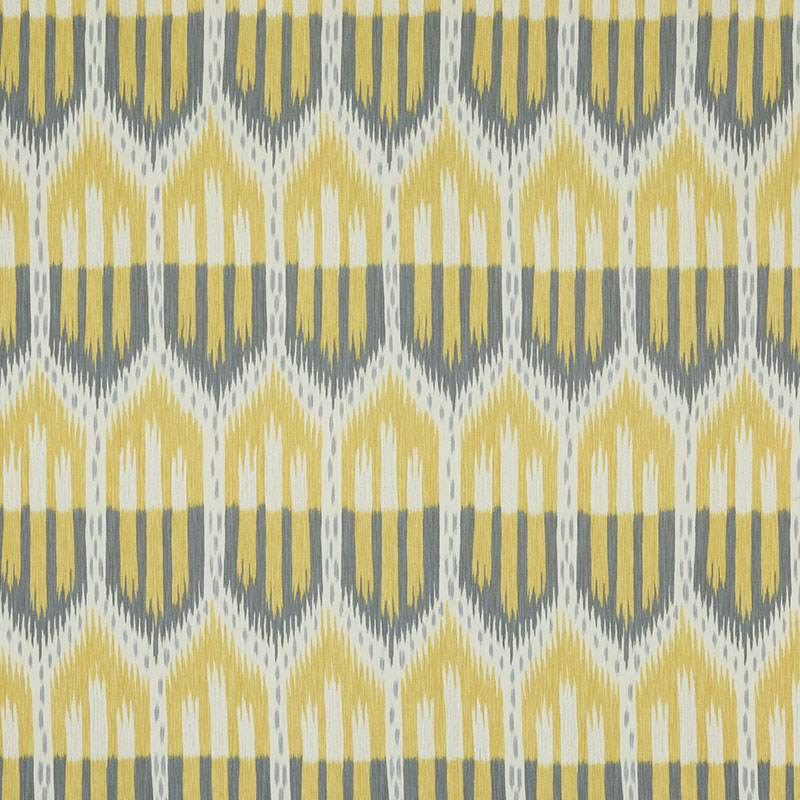 Schumacher Bukhara Ikat Citrine and Smoke 176081 Ikat Collection Indoor Upholstery Fabric