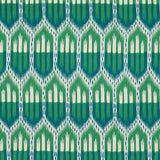 Schumacher Bukhara Ikat Emerald and Peacock 176083 Ikat Collection Indoor Upholstery Fabric