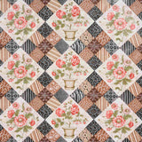 Schumacher Caldwell Patchwork Chintz Rose And Chocolate 180122 Schumacher Classics Collection Indoor Upholstery Fabric