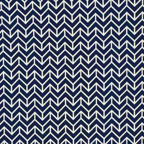 Schumacher Chevron Navy 176692 Indoor / Outdoor Prints and Wovens Collection Upholstery Fabric