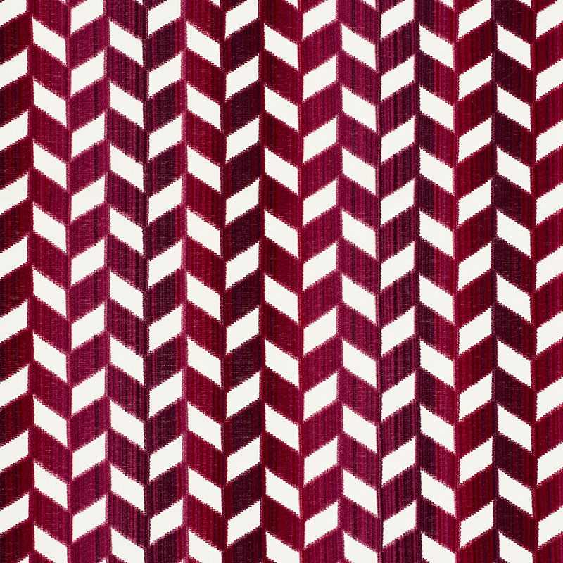 Schumacher Chevron Strie Velvet Garnet 72812 Cut and Patterned Velvets Collection Indoor Upholstery Fabric