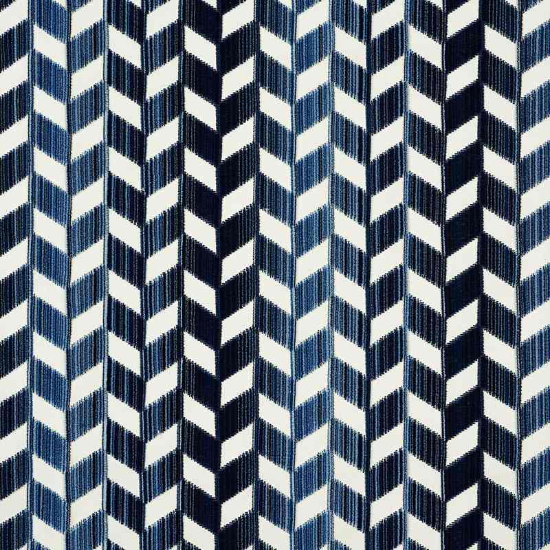 Schumacher Chevron Strie Velvet Lapis 72811 Cut and Patterned Velvets Collection Indoor Upholstery Fabric