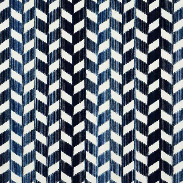 Schumacher Chevron Strie Velvet Lapis 72811 Cut and Patterned Velvets Collection Indoor Upholstery Fabric