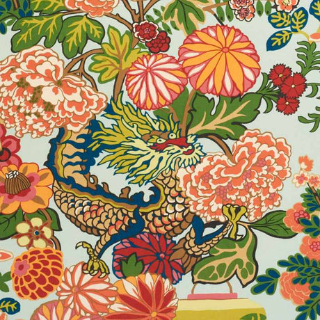 Schumacher Chiang Mai Aquamarine 177310 Indoor / Outdoor Prints and Wovens Collection Upholstery Fabric