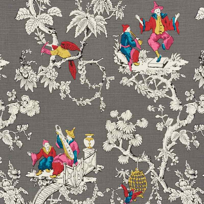 Schumacher Chinoiserie Moderne Graphite 177422 Schumacher Classics Collection Indoor Upholstery Fabric