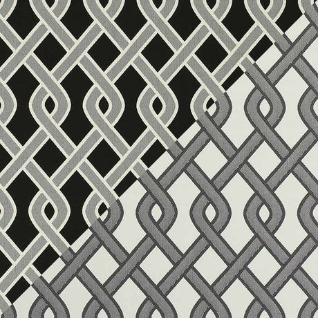 Schumacher Cleo Trellis Black 79571 Indoor / Outdoor Prints and Wovens Collection Upholstery Fabric