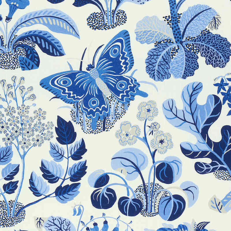 Schumacher Exotic Butterfly  Marine 177981 Indoor / Outdoor Prints and Wovens Collection Upholstery Fabric