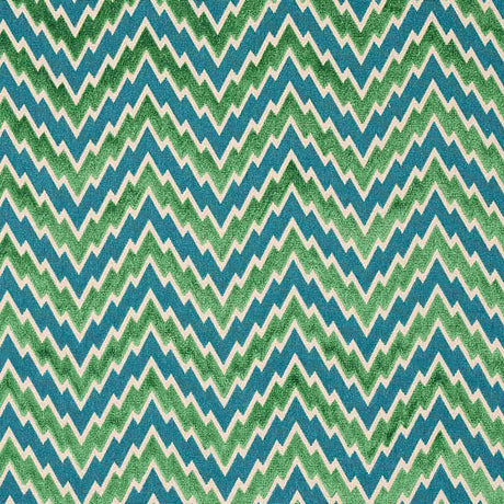 Schumacher Florentine Chevron Velvet Emerald 80221 Cut and Patterned Velvets Collection Indoor Upholstery Fabric
