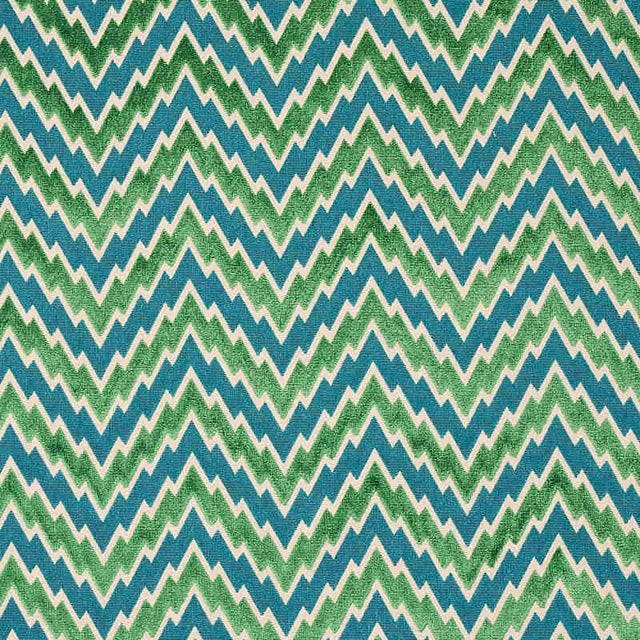 Schumacher Florentine Chevron Velvet Emerald 80221 Cut and Patterned Velvets Collection Indoor Upholstery Fabric