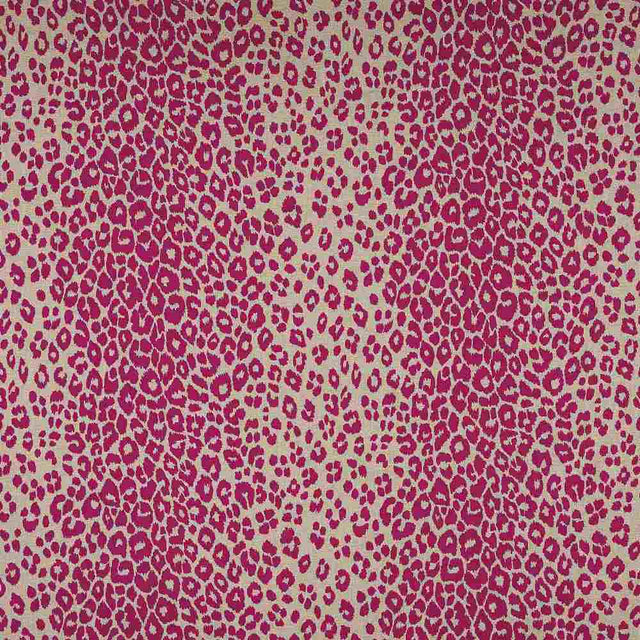 Schumacher Iconic Leopard Fuchsia / Natural 175723 Schumacher Classics Collection Indoor Upholstery Fabric