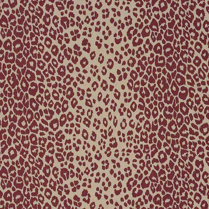 Schumacher Iconic Leopard Raisin / Natural 175726 Schumacher Classics Collection Indoor Upholstery Fabric