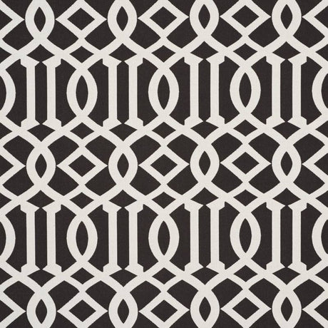 Schumacher Imperial Trellis Black 73162 Indoor / Outdoor Prints and Wovens Collection Upholstery Fabric