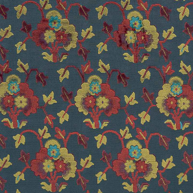 Schumacher Jennie Velvet Blue and Red 77741 Cut and Patterned Velvets Collection Indoor Upholstery Fabric
