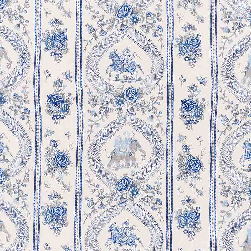 Schumacher Kandula Blues 176801 Schumacher Classics Collection Indoor Upholstery Fabric