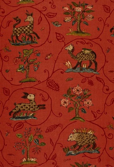 Schumacher La Menagerie Flame Red 172762 Schumacher Classics Collection Indoor Upholstery Fabric