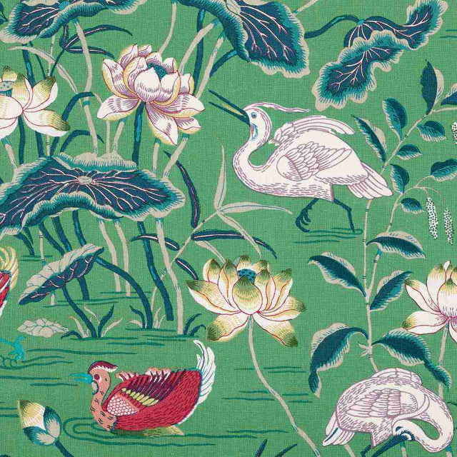 Schumacher Lotus Garden Jade 172935 Schumacher Classics Collection Indoor Upholstery Fabric