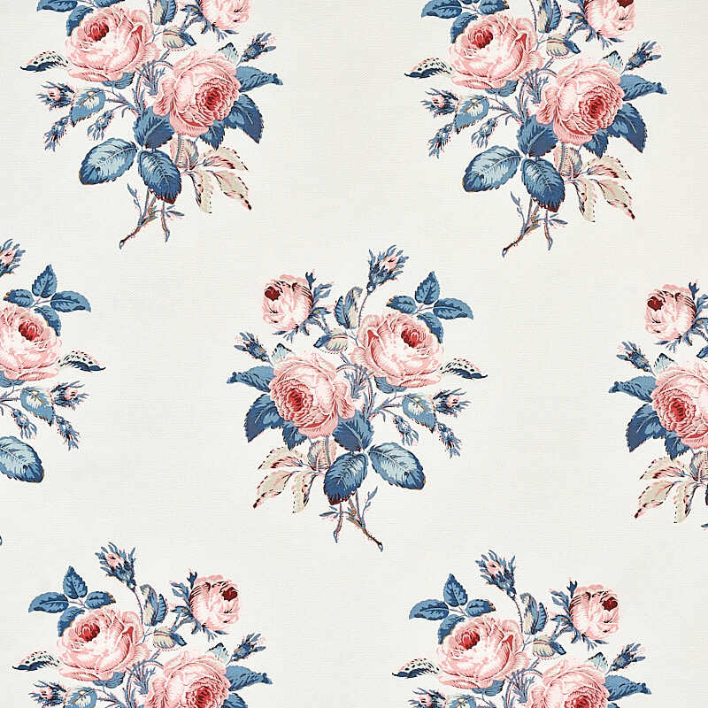 Schumacher Loudon Rose Blue and Rose 179632 Schumacher Classics Collection Indoor Upholstery Fabric
