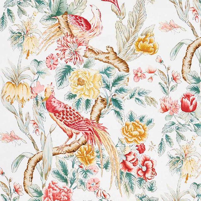 Schumacher Majestic Garden Rose and Celadon 178161 Schumacher Classics Collection Indoor Upholstery Fabric