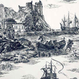 Schumacher Marine Toile Black 176162 Schumacher Classics Collection Indoor Upholstery Fabric