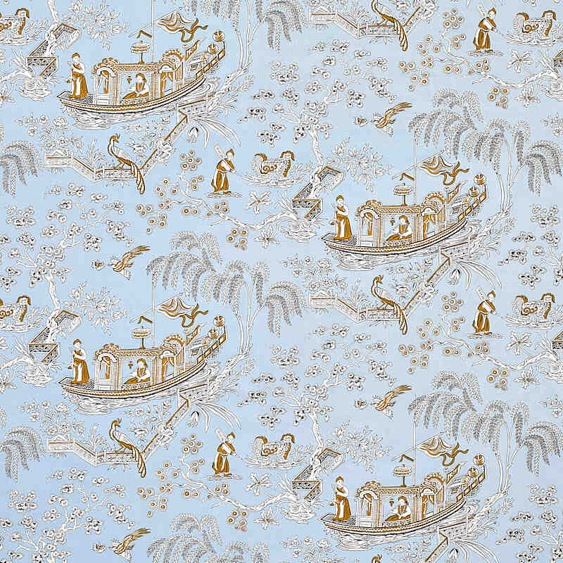 Schumacher Matsudana Blue 179611 Schumacher Classics Collection Indoor Upholstery Fabric