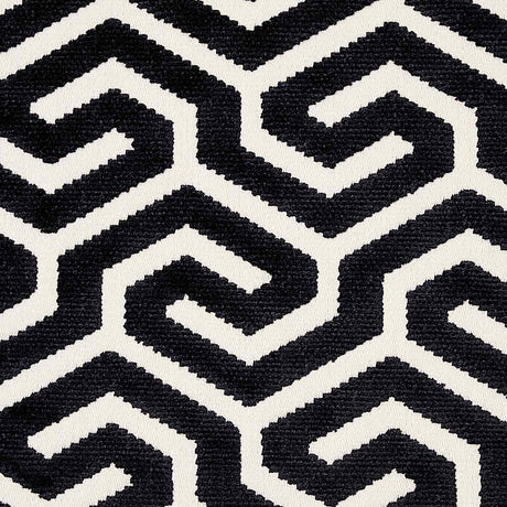 Schumacher Ming Fret Velvet Black 73107 Cut and Patterned Velvets Collection Indoor Upholstery Fabric