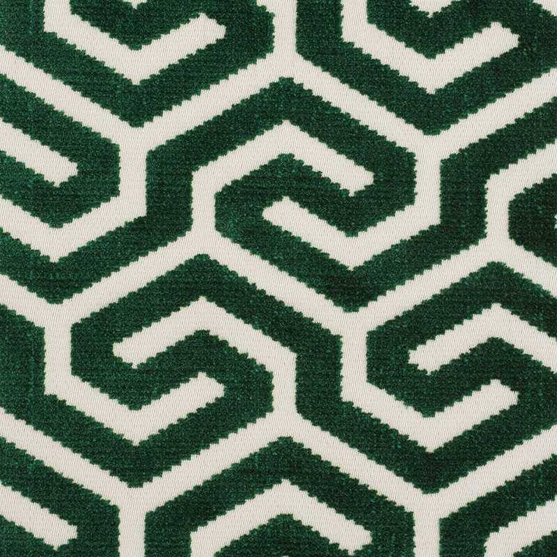 Schumacher Ming Fret Velvet Emerald 73103 Cut and Patterned Velvets Collection Indoor Upholstery Fabric