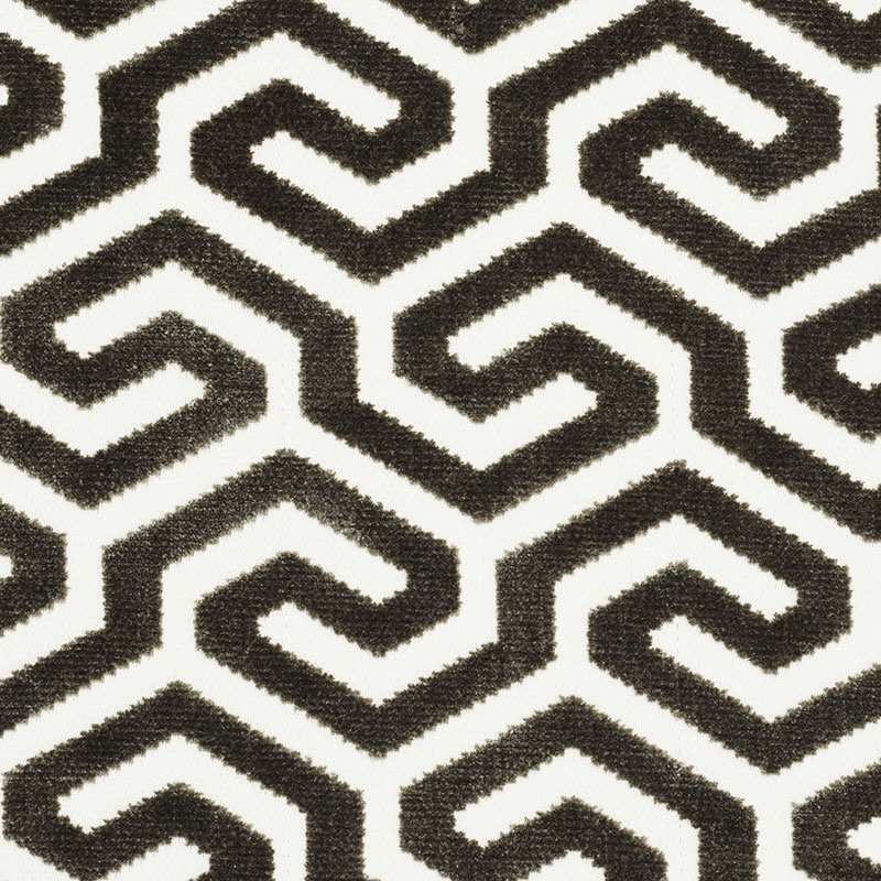 Schumacher Ming Fret Velvet Taupe 73101 Cut and Patterned Velvets Collection Indoor Upholstery Fabric