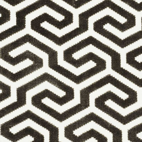 Schumacher Ming Fret Velvet Taupe 73101 Cut and Patterned Velvets Collection Indoor Upholstery Fabric
