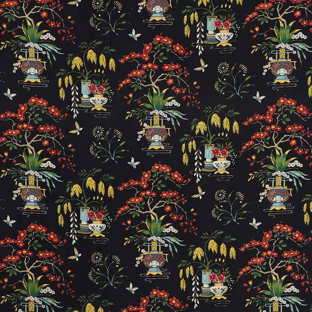 Schumacher Ming Vase Black 176730 Schumacher Classics Collection Indoor Upholstery Fabric