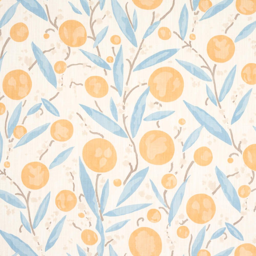 Schumacher Mirabelle Yellow And Sky 180060 Schumacher Classics Collection Indoor Upholstery Fabric