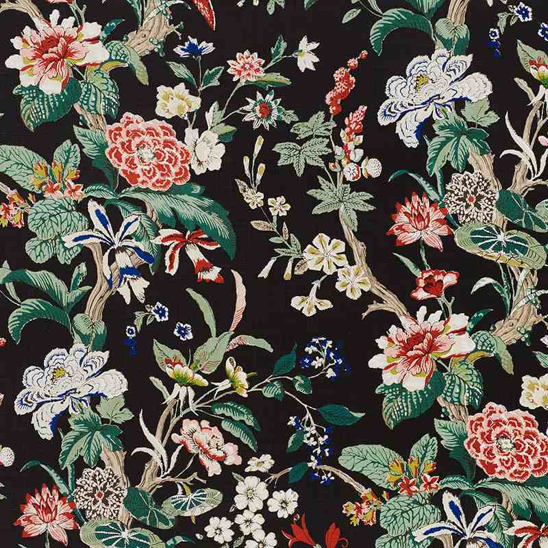 Schumacher Nymphaea Night 176760 Schumacher Classics Collection Indoor Upholstery Fabric
